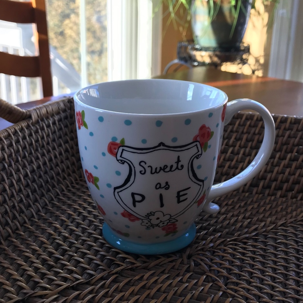 Sweet as Pie Red Roses and Blue Polka Dots Mug Clay Art